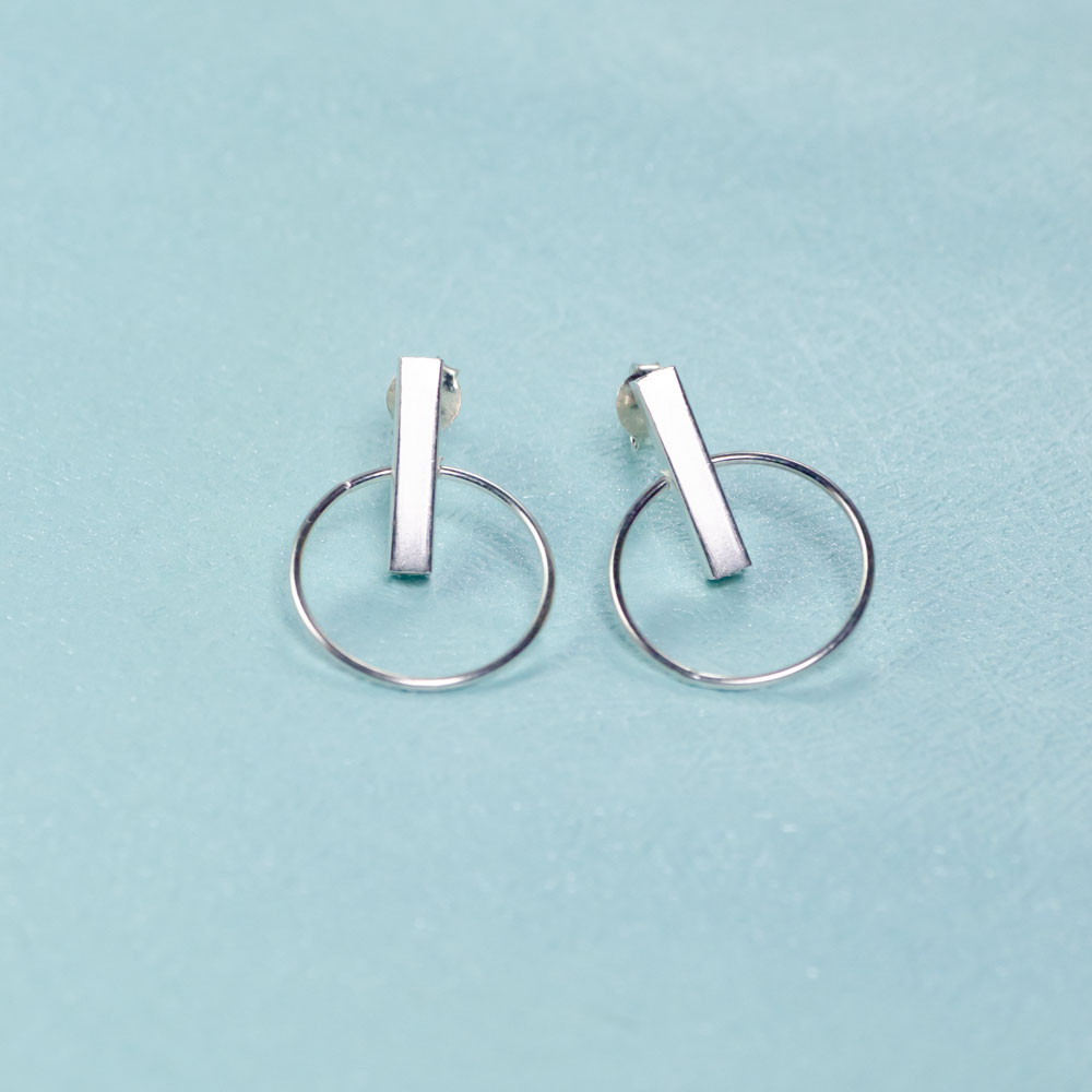 BÔNG TAI BẠC NGỌCHY, BÔNG TAI NỮ CHỐT VÒNG TRÒN SIZE 40