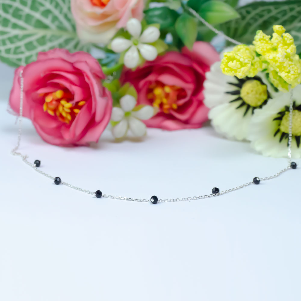 Dây chuyền bạc NgọcHY, Chocker Đính  Viên Đá Saphire Đen