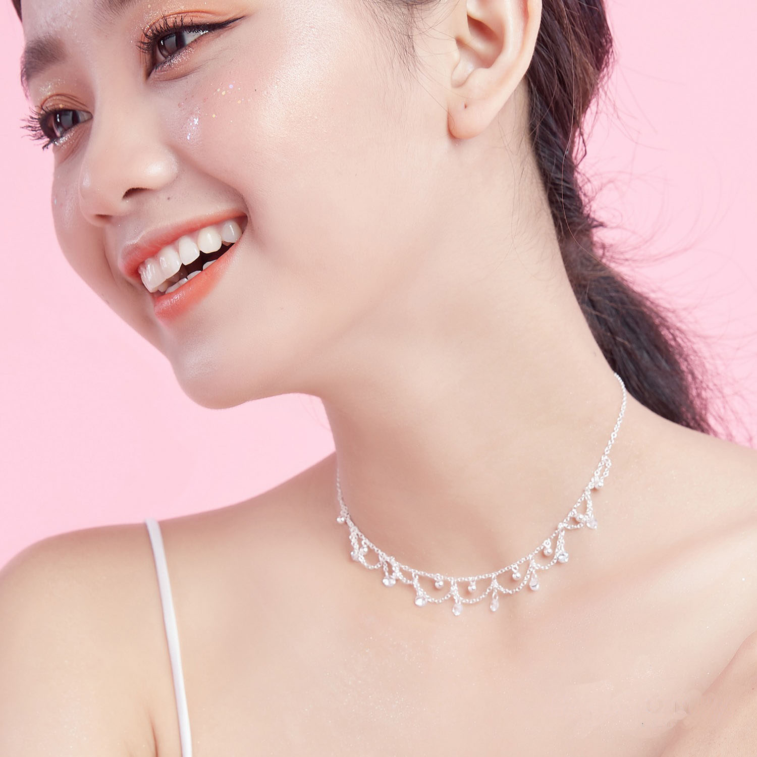 Dây chuyền bạc NgọcHY, Kiểu Dáng Liền Phối Dây Kết Bi Tròn