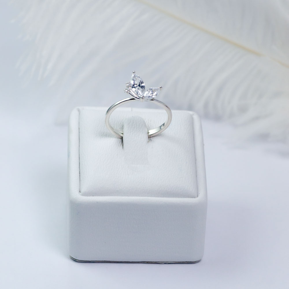 NHẪN BẠC NỮ NgọcHY, NHẪN CÁNH BƯỚM ĐÍNH ĐÁ CZ FREE SIZE