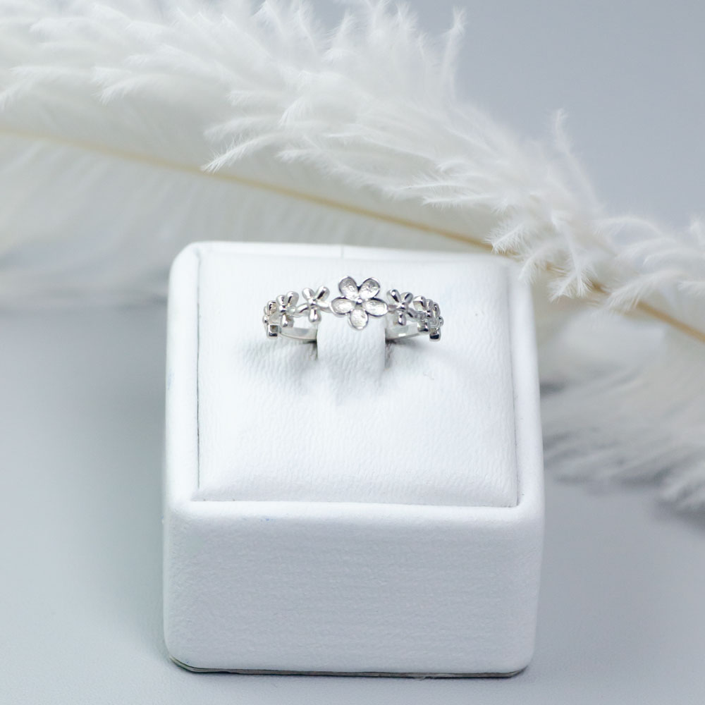 NHẪN BẠC NỮ NgọcHY, NHẪN MIDI FLOWER FREESIZE